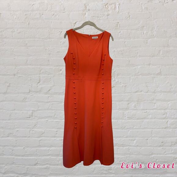 Calvin Klein Modern Essentials Porcelain Woman"s Midi Dress Coral Size 12 - Picture 1 of 12